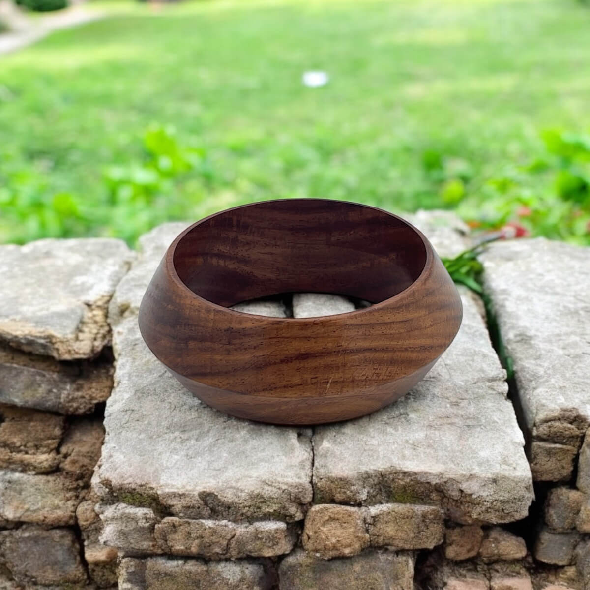 Tapered Wood Bangle - Minimalist Bohemian Wooden Bracelet - Image 2