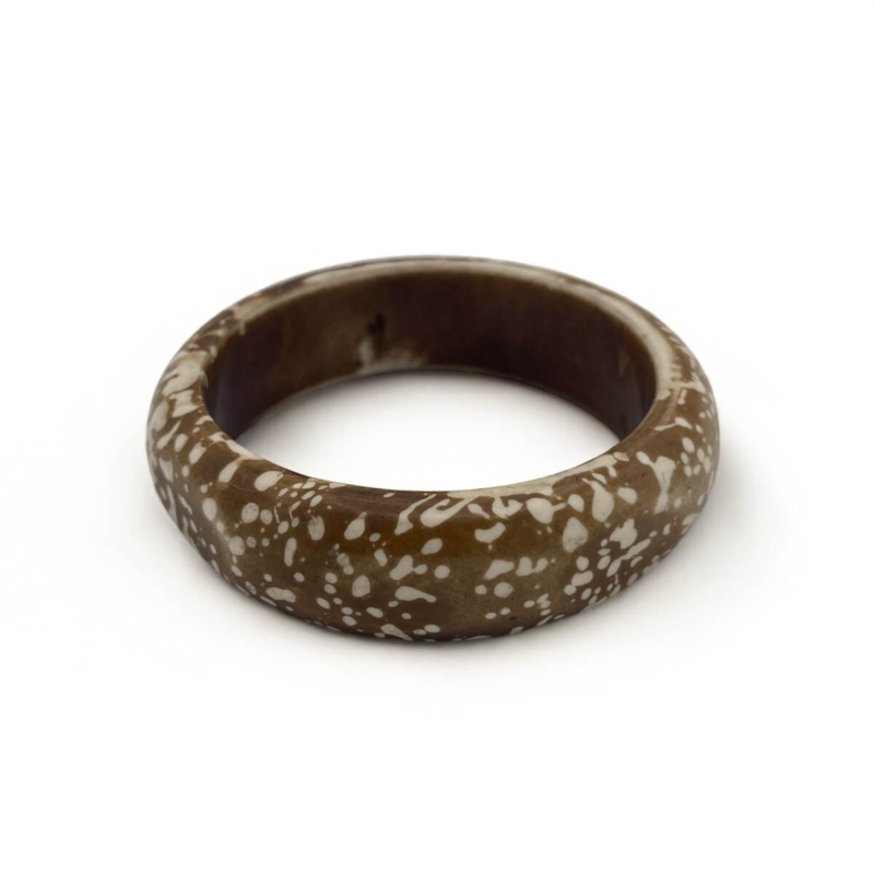 Speckled Brown & Cream Resin Bangle - Organic Boho Bracelet