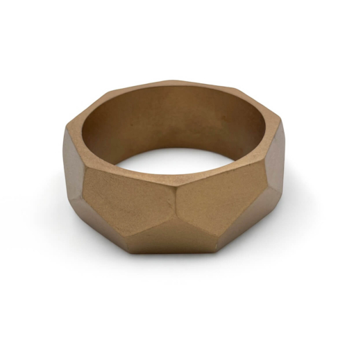 Boho Octagon Faceted Bronze Resin Bangle - Modern Geometric Bracelet