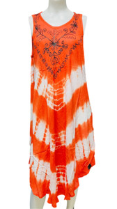Womens Summer Sun Dress Umbrella Tie Dye Flower Beach Resort Wear Boho