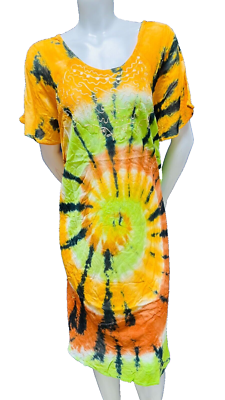 Womens Summer Sun Dress Umbrella Tie Dye Flower Beach Resort Wear Boho Hippie - Image 7
