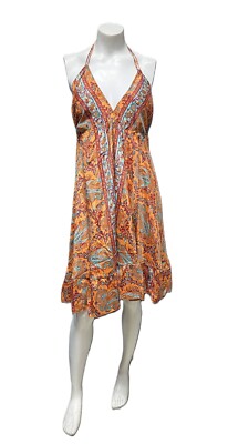 Women’s Halter Neck Midi Dress Boho Paisley Flowy Summer Sundress - Image 8