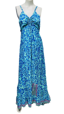 Vintage Silk Maxi Beach Sundress Bohemian Dress - Image 4