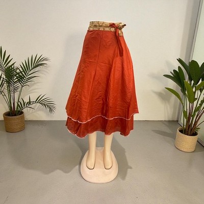 Assorted-art Vintage Silk Sari Magic Wrap Skirt Reversible Double Layer skirt - Image 6