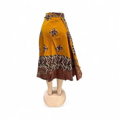Assorted-art Vintage Silk Sari Magic Wrap Skirt Reversible Double Layer skirt - Image 8