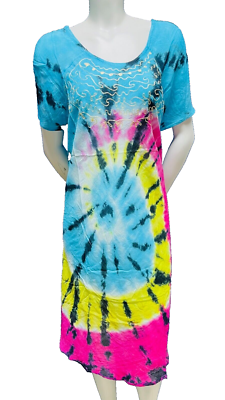 Womens Summer Sun Dress Umbrella Tie Dye Flower Beach Resort Wear Boho Hippie - Image 10