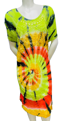 Womens Summer Sun Dress Umbrella Tie Dye Flower Beach Resort Wear Boho Hippie - Image 11