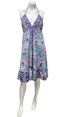 Women’s Halter Neck Midi Dress Boho Paisley Flowy Summer Sundress - Image 5