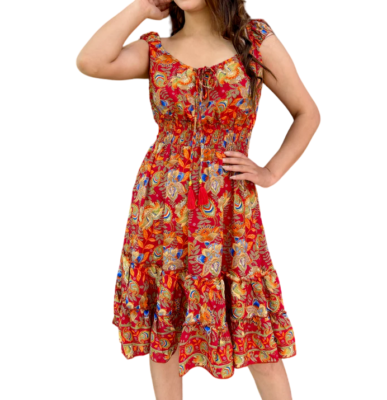 Indian Vintage Recycle Sari Silk Maxi Beach Sundress Boho Gypsy Dress - Image 2