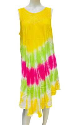 Womens Summer Sun Dress Umbrella Tie Dye Flower Beach Resort Wear Boho Hippie - Image 5