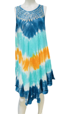 Womens Summer Sun Dress Umbrella Tie Dye Flower Beach Resort Wear Boho Hippie - Image 10