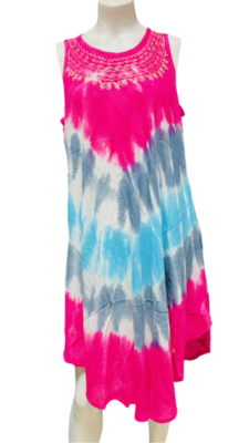 Womens Summer Sun Dress Umbrella Tie Dye Flower Beach Resort Wear Boho Hippie - Image 13