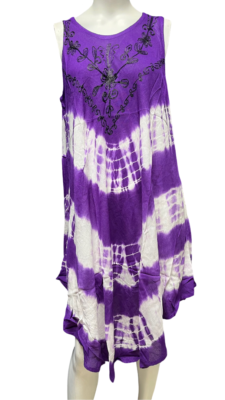 Womens Summer Sun Dress Umbrella Tie Dye Flower Beach Resort Wear Boho - Image 5