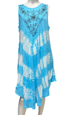 Womens Summer Sun Dress Umbrella Tie Dye Flower Beach Resort Wear Boho - Image 7