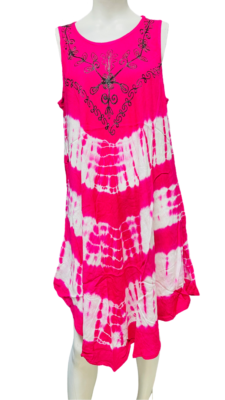 Womens Summer Sun Dress Umbrella Tie Dye Flower Beach Resort Wear Boho - Image 8