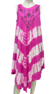 Womens Summer Sun Dress Umbrella Tie Dye Flower Beach Resort Wear Boho - Image 9