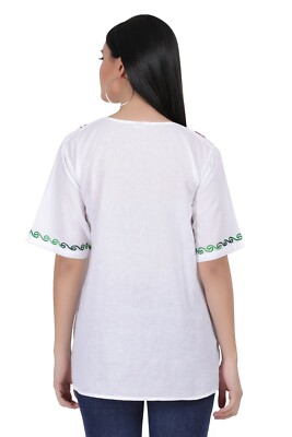 Cotton Mexican White Tops/Blouses Colorful Embroidered - Image 4