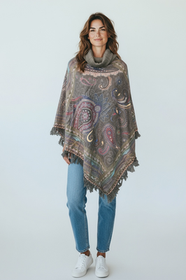 Women's ponchos with prints, perfect for autumn and winter - Image 3