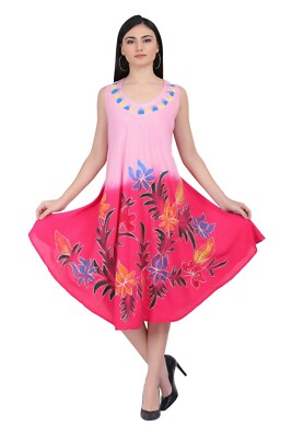 Sundress / Hippie Tunic Indian Multi Tie Dye/ Batik Beach Dress - Image 3