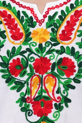 Cotton Mexican White Tops/Blouses Colorful Embroidered - Image 6